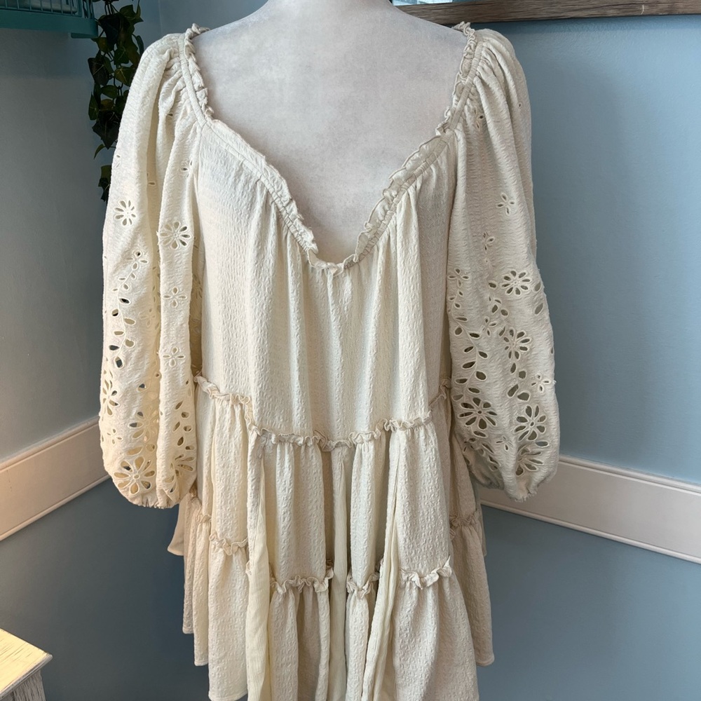 Free People Ivory Textured Top